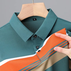 Luxury high-end ice silk breathable short-sleeved POLO shirt Men's  summer fashion