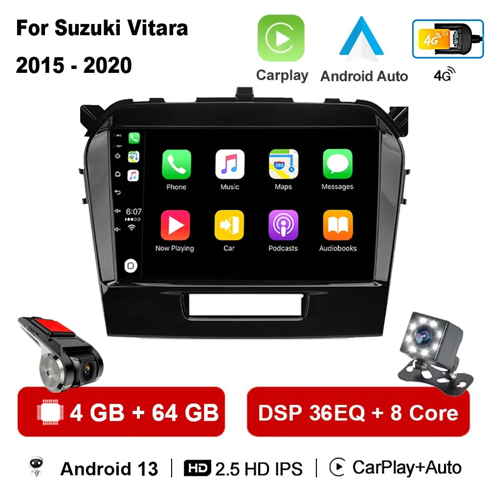 DSP 8 Core Android 13 Multimedia DVD Player For Suzuki Vitara 2017 2018 2019 2020 Autoradio GPS Navigation Car Radio Stereo