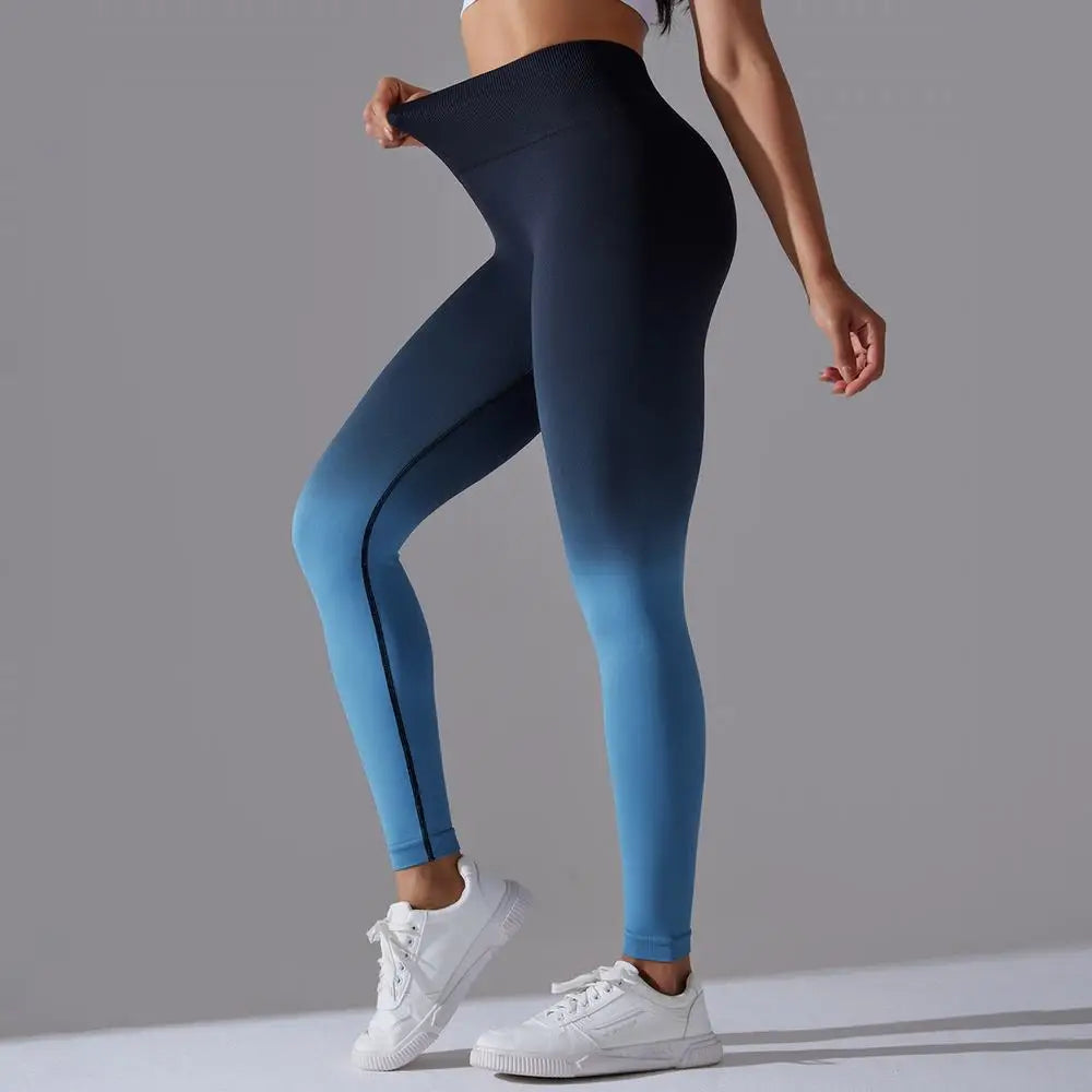 Seamless Leggings Ombre Fitness Exercise Running Workout Pants Push Up Butt Scrunch Yoga Pants