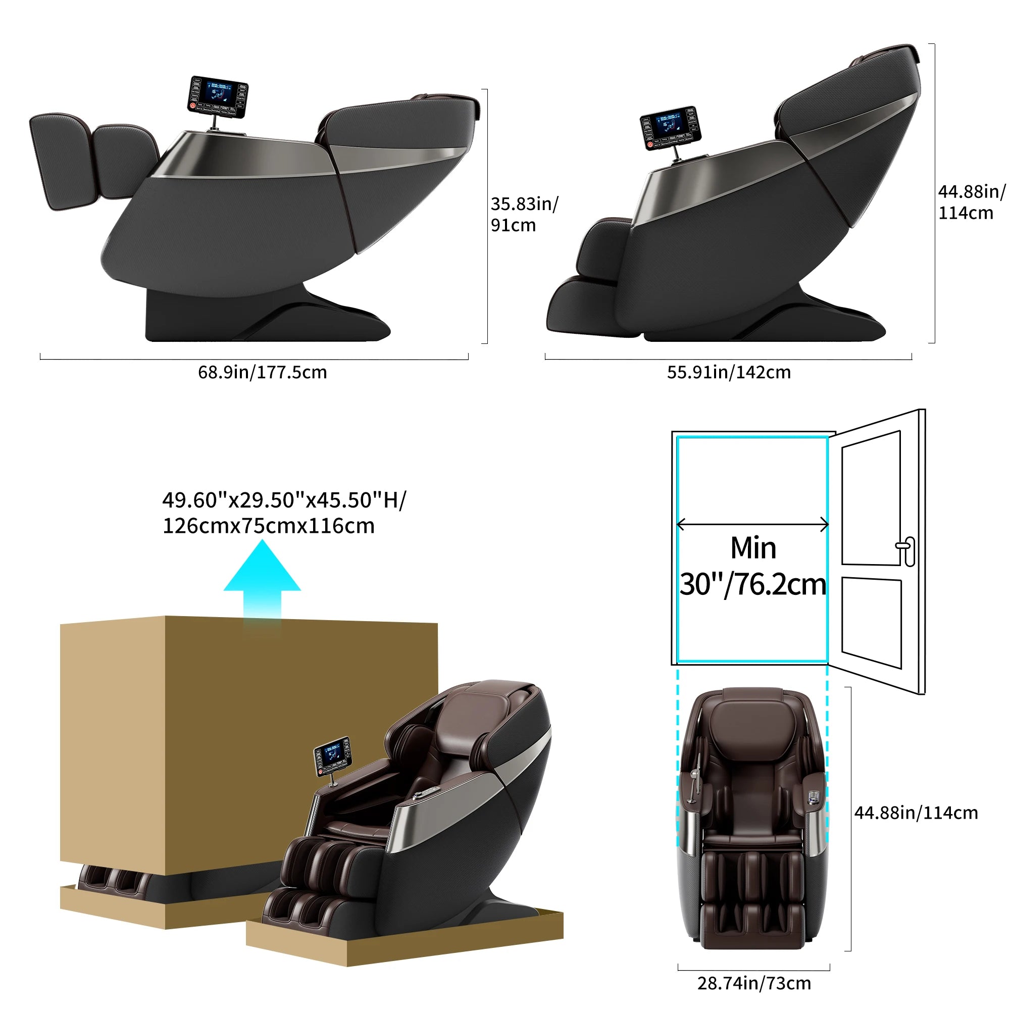 Full Body Massage Chairs Mode, Full Body Airbags Wrapped Recliner Zero Gravity Massage LCD Touch Screen