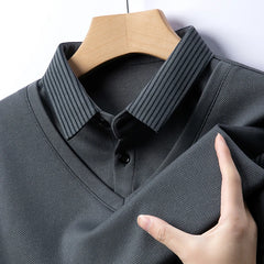 men's polo shirt for autumn winter fashion two pieces of high-end design top Korean casual T-shirt