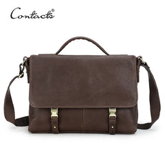 CONTACT'S Men Briefcase Genuine Leather Laptop Bag for 16 inch Macbook Male Messenger Shoulder Bag Office Tote Handbag Designer