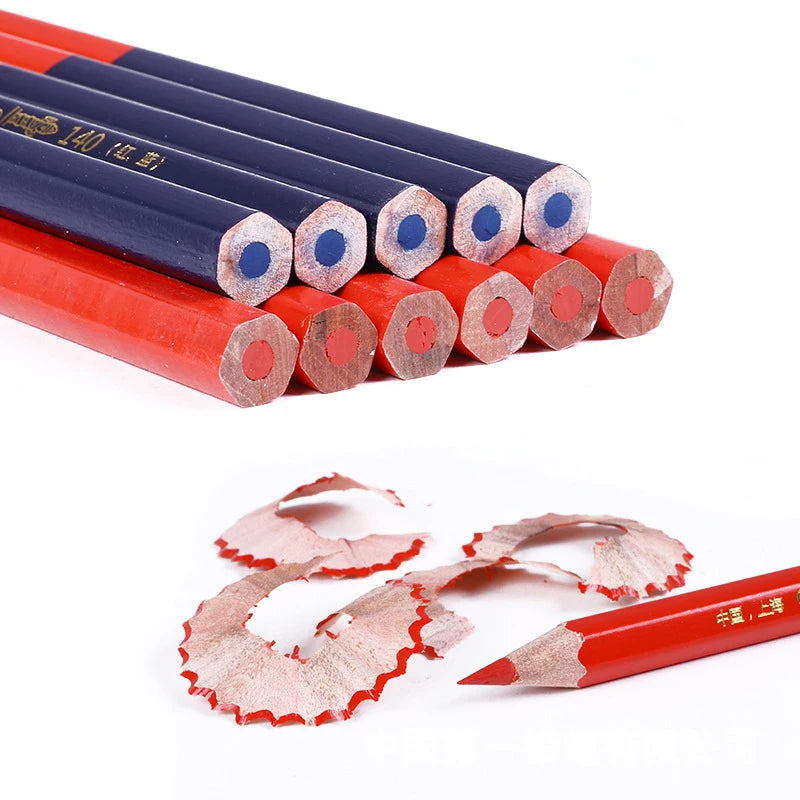 10Pcs Big Pencil,Red&Blue Double-Ended,Medical Science Laboratory Plotting Construction Wood Working Mark Stationery