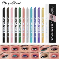 Gel Pencil Soft Easy to Wear Colorful White Yellow Blue Pink Pearl Gloss Eye Liner Pen
