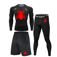 Men's Gym Tights 3Pieces Sports Suits Compression Jogging Running Set