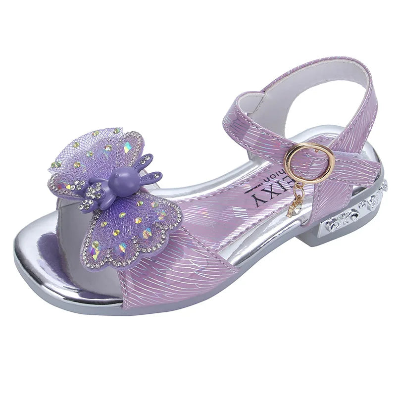 Girls' sandals  summer new girls students show shoes rhinestone bow Children's Princess Shoes