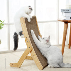 Cat Scratcher Cardboard With Solid Wooden Frame Kitten Scrapers Scratching Bed Reversible Pet Furniture