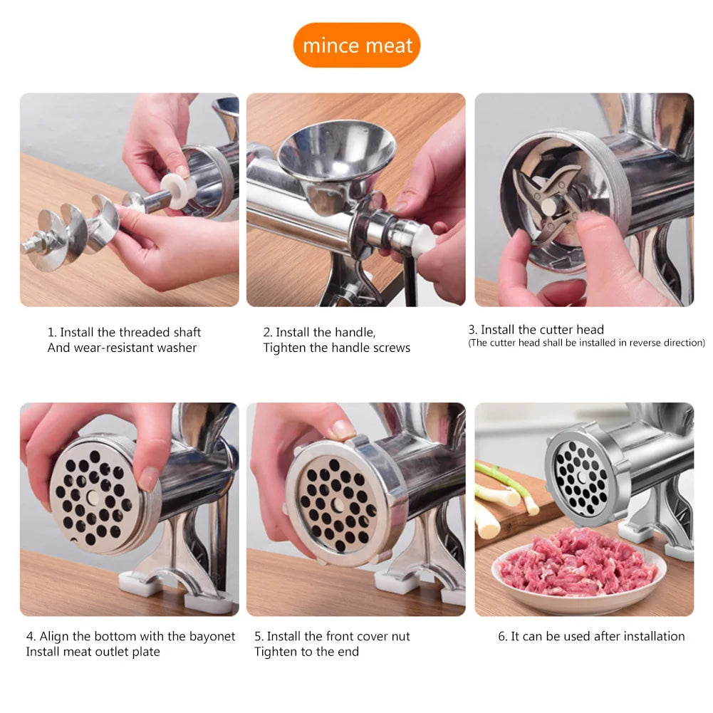 Manual Meat Grinder Aluminum Alloy Powerful Home Sausage Stuffer Hand Crank Kitchen Vegetable Chopper