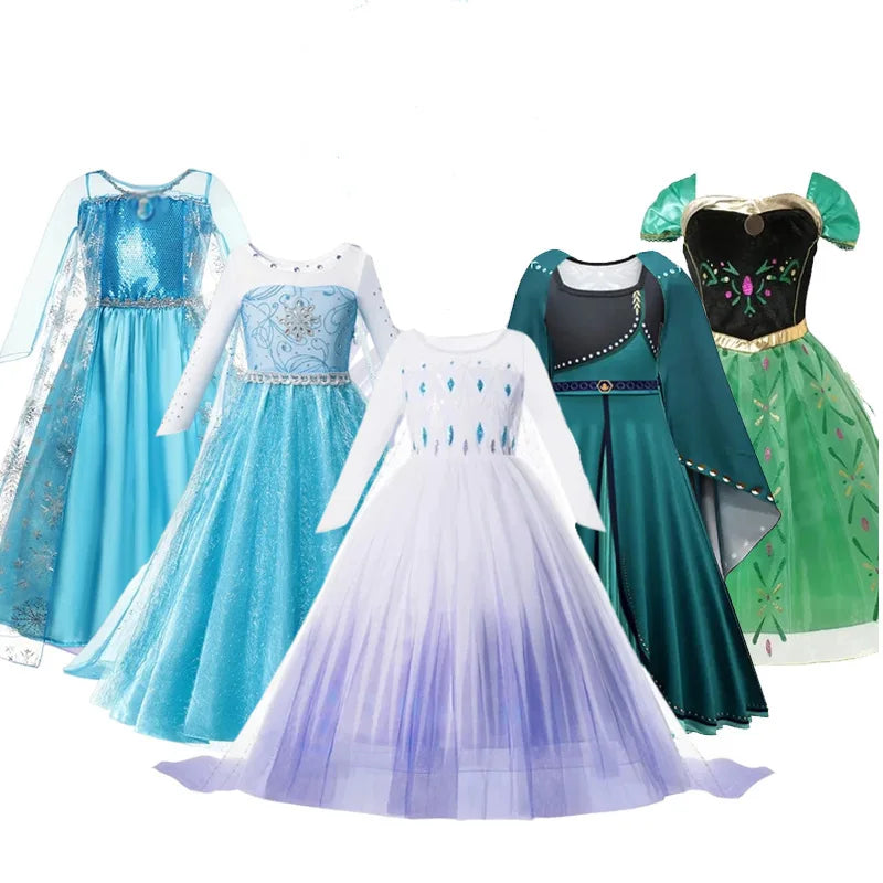 2024 Snow Queen Girls Dress Princess Elsa Dresses