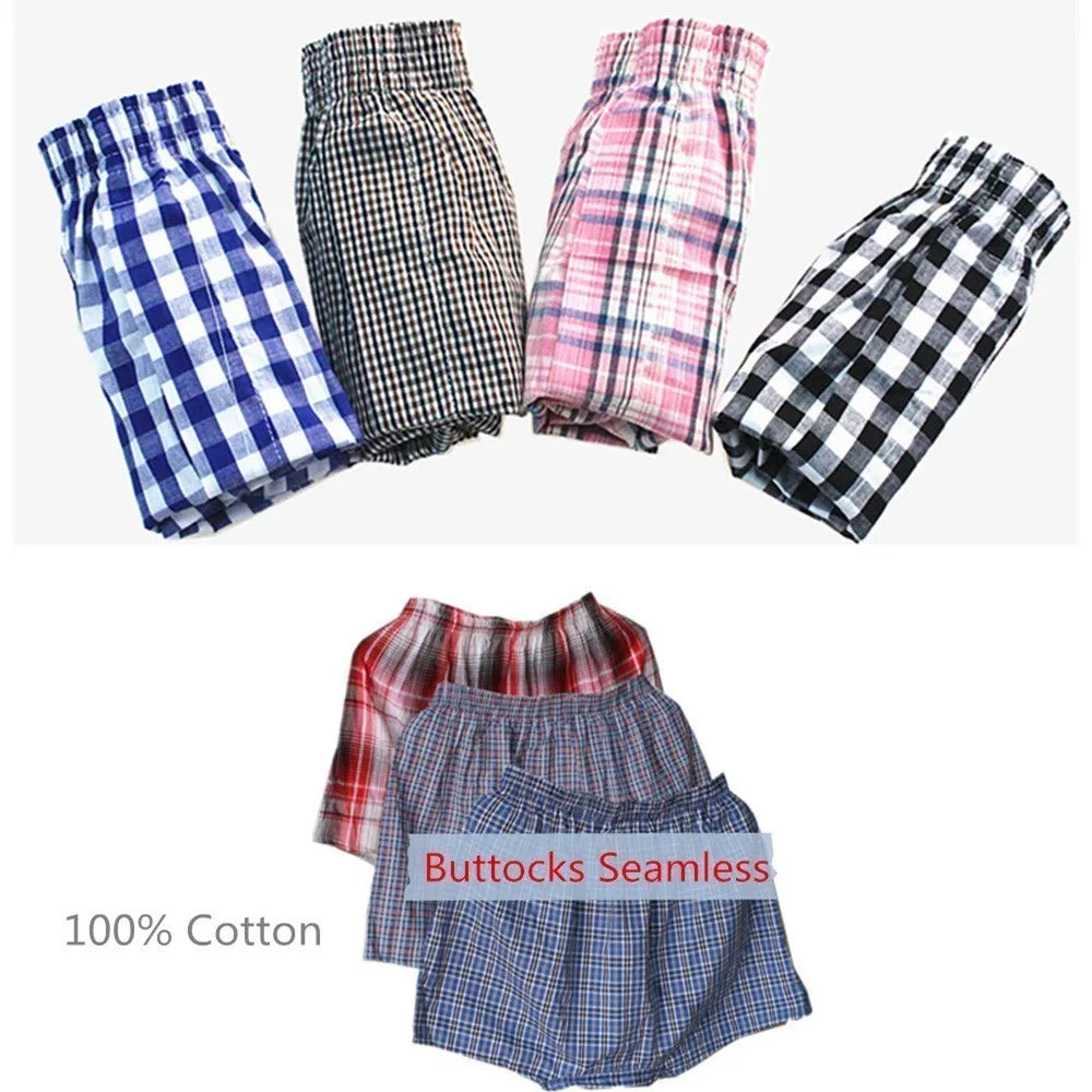 Classic Plaid Men's Boxers Cotton Mens Underwear Trunks