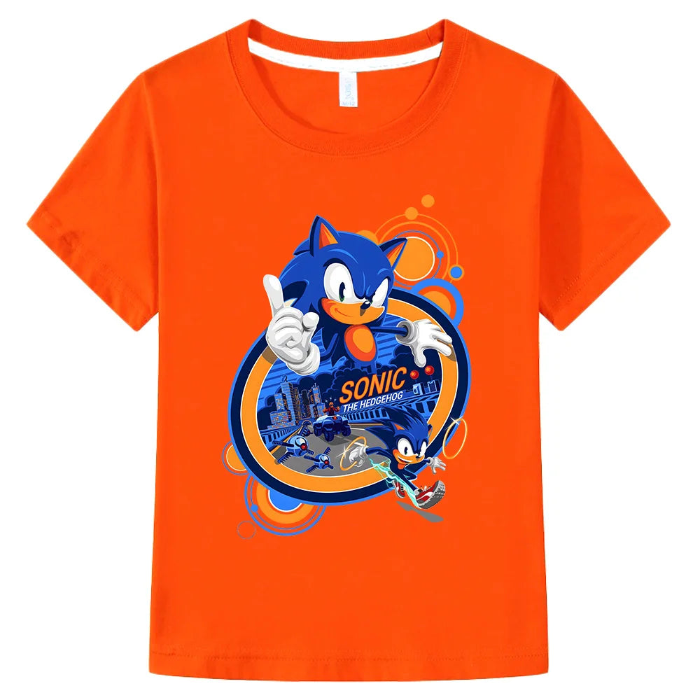 Sonic The Hedgehog 3 Cotton T-shirts Children Fashion Casual Top Boys Girls Short Sleeve Tees Cool Kids Essential Tshirt Clothes