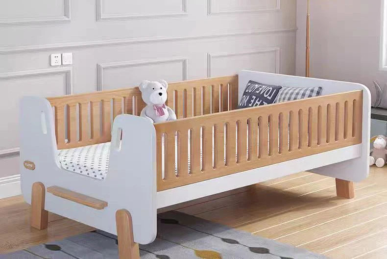 Wooden Children Queen Bed Frame Cradle Storage Extended Multi Function Baby Crib Kid's Furniture