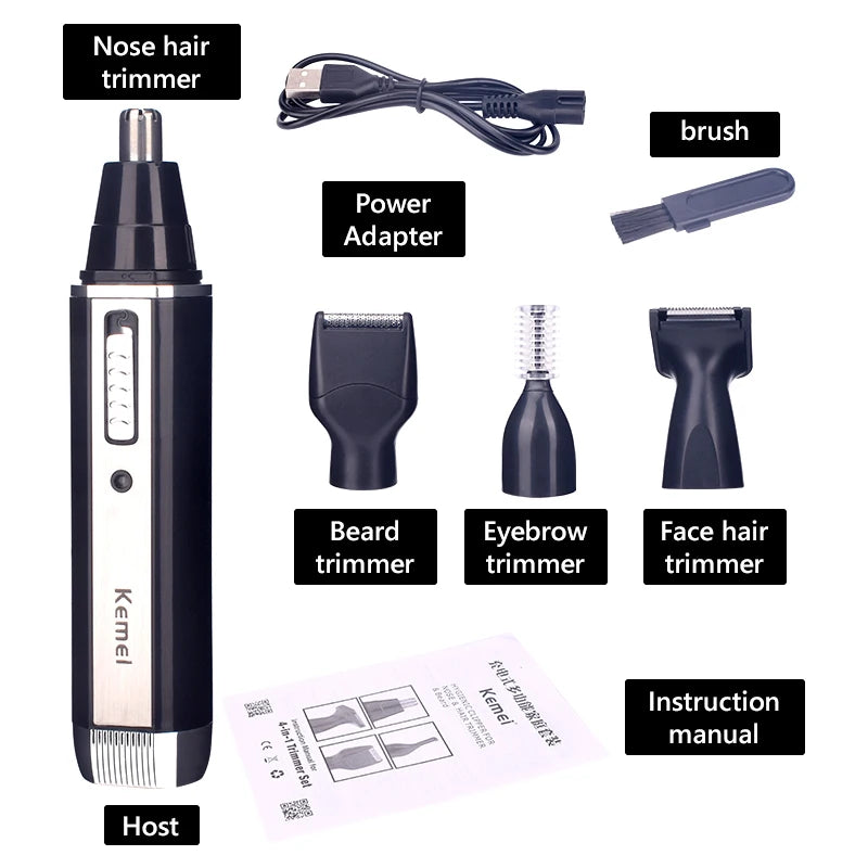 4 in1 Electric Nose Ear Trimmer For Men Shaver Rechargeable Hair Removal Eyebrow Trimer