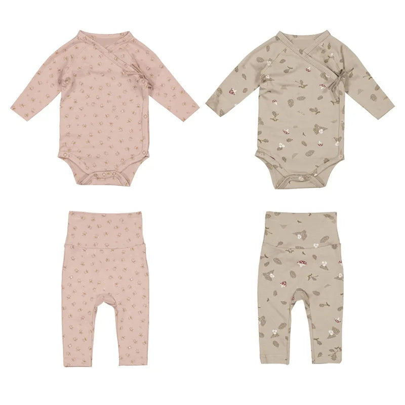 New Spring Baby Girl Clothes Floral Bodysuit Pants Sets Long Sleeve Cotton Infant Spring Clothes Suits Infant Boy Cute Sets