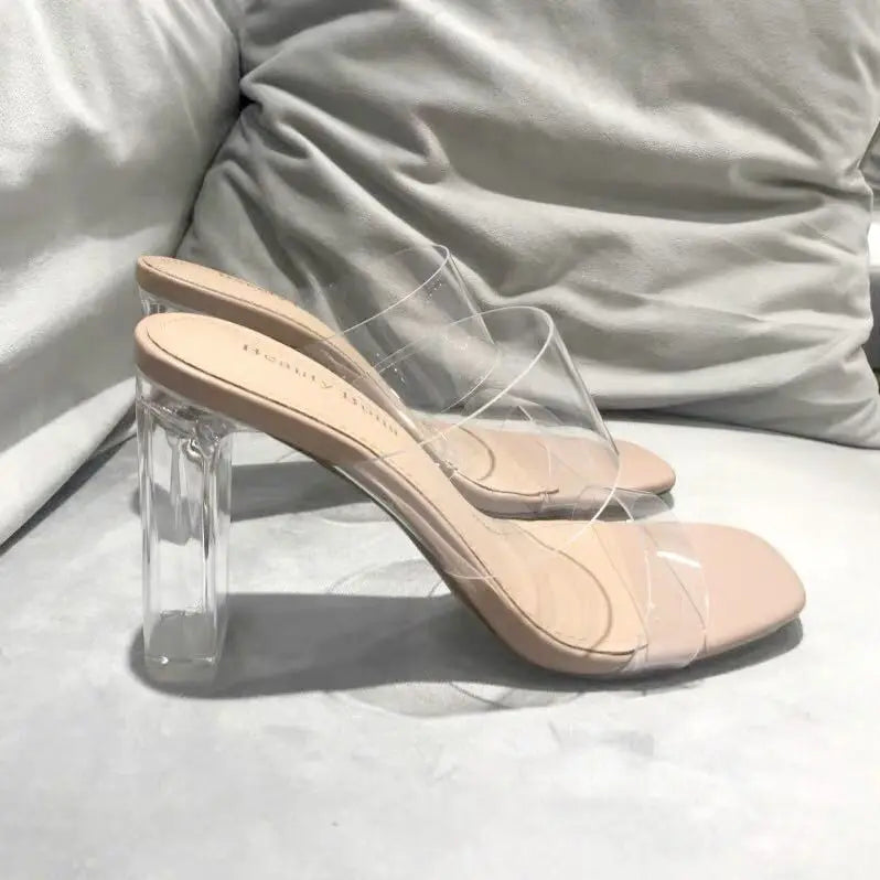 Summer Women Pumps Sandals PVC Jelly Slippers Open Toe High Heels Women