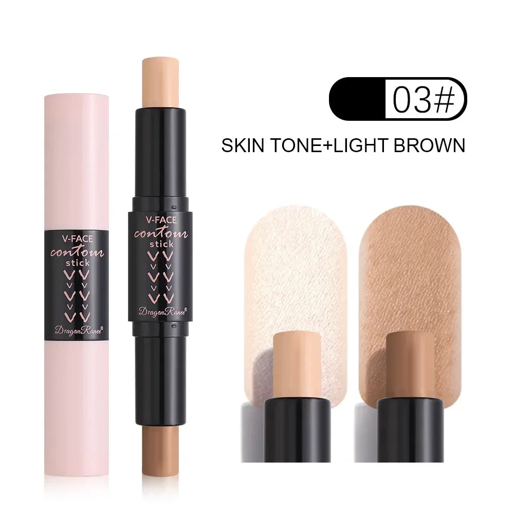 Face Brown Bronzer Contour Stick Double-headed Brightening Face Make Up Pen Smooth Contour Shadow Highlight Concealer Cosmetics