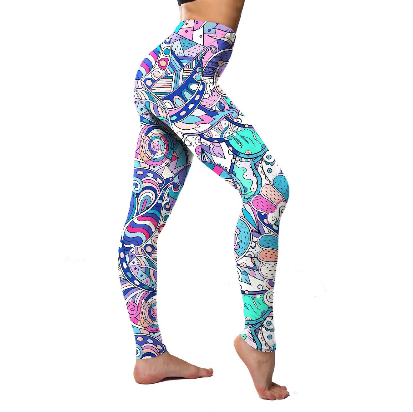 Floral Leggings High Waist Paisley Printed Legging For Women Highly Stretchable Fitness Tights Yoga Pants