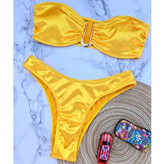 Bandeau Bikini Set Off Shoulder Two-piece Swimwear Bathing Suit Strapless Women's Swimsuit Biquini