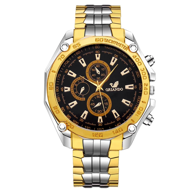 Man Watches Waterproof Men Date Watches Golden Stainless Steel Quartz Men's Watch