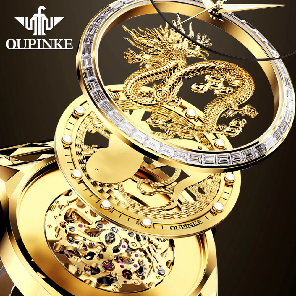 Genuine Original OUPINKE Golden Dragon Imported MIYOTA Movement Automatic Mechanical Watch