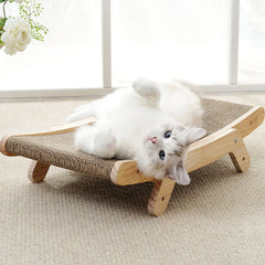 Cat Scratcher Cardboard With Solid Wooden Frame Kitten Scrapers Scratching Bed Reversible Pet Furniture