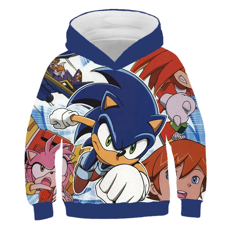 Japanese anime Sonic children's boy cartoon hoodie sweatshirt  3D printed cartoon boy and girl hoodie sweatshirt