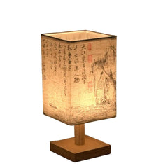 Retro Wood Desk Lamp Chinese Style Night Light Table Calligraphy Traditional Painting Decoration