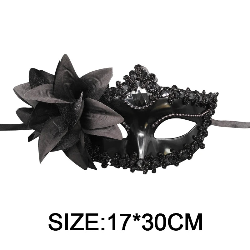 Masquerade Mask for Women Feather Flower Half Face Maks