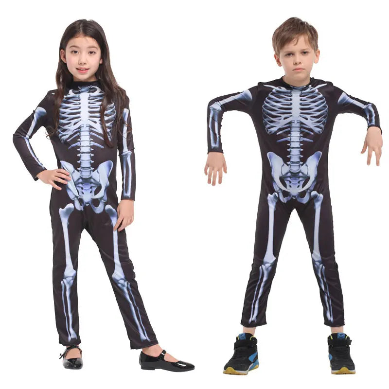 Halloween Party Skull Skeleton Costumes Kids Child Scary Monster Demon Devil Ghost Grim Reaper Costume for Boys Girls