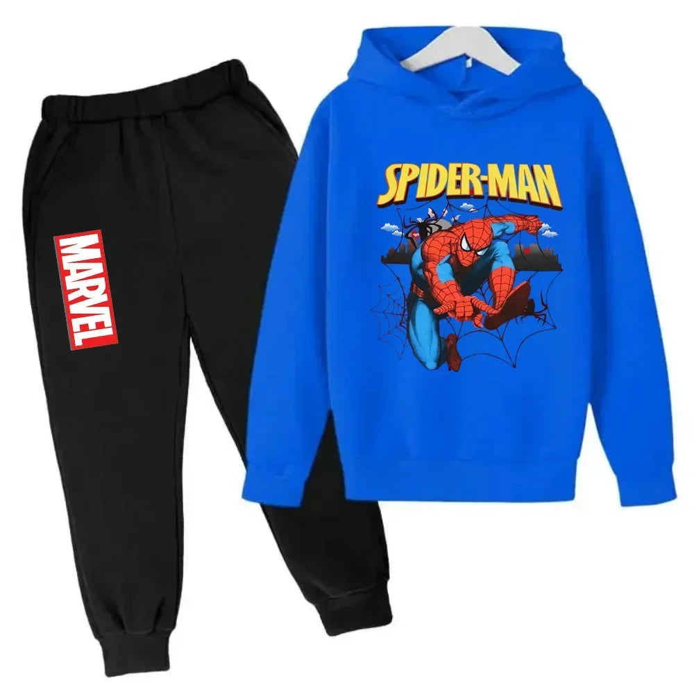 Marvel Spiderman Kids Hoodies Pant Suit 2pcs Set Boy Girl Spring Autumn Sweatshirt Clothes Tracksuits