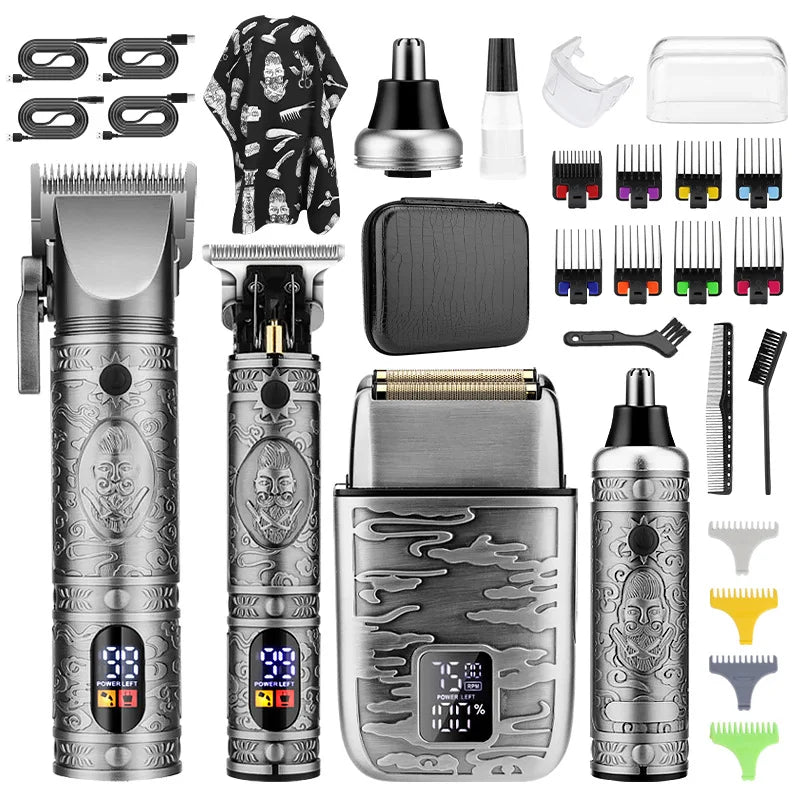 Hair Cutting Machine Hair Clippers Ears Nose Hair Trimmer Trimmer Men's Electric Shaver Set with All Metal Body