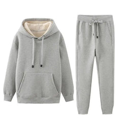 Men New Brand Autumn Winter Thick Hooded Sweatshirt Coat+Pants Male Outfit Sportswear Set