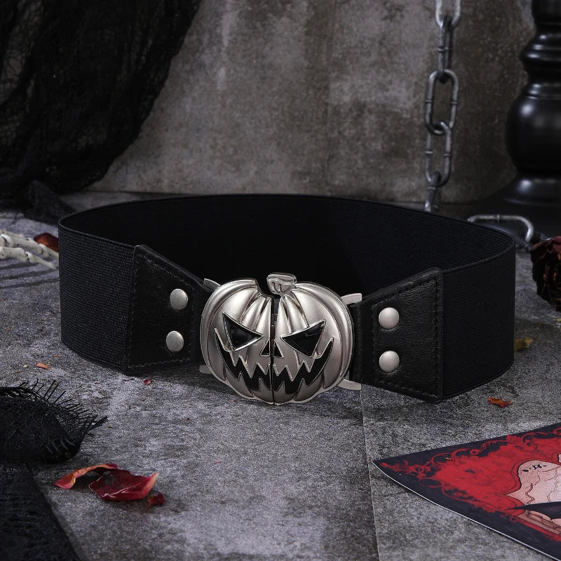 Halloween Pumpkin Head Alloy Buckle Belt Unisex Fashion Personality Skull Waistband Versatile Clothing Accessories