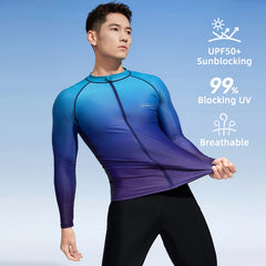 Men‘s Rash Guard Surfing Diving Swimwear Full Zipper Long Sleeve Suit Swimming Surf Clothing Outdoor Sport Fitness