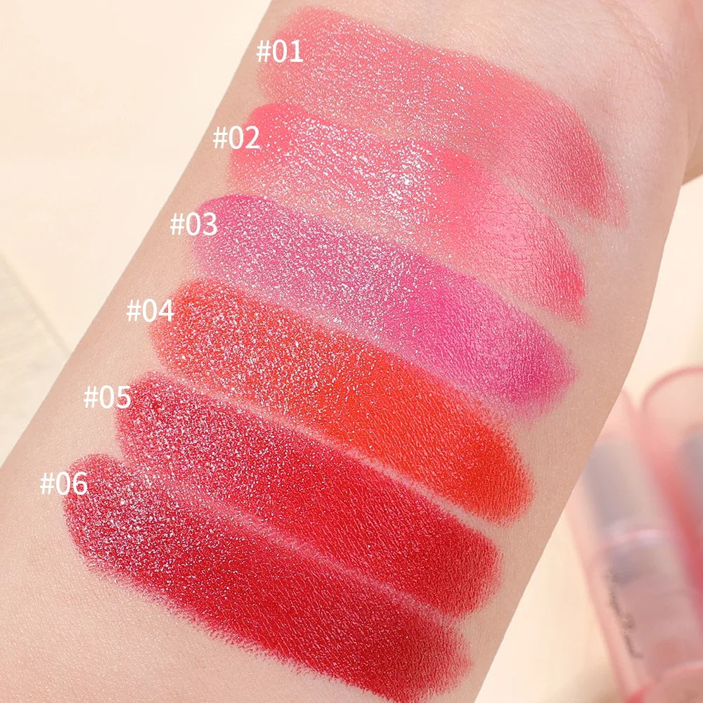 Glitter Lipstick Waterproof Nude Lips Makeup Moisturizing Lip Gloss