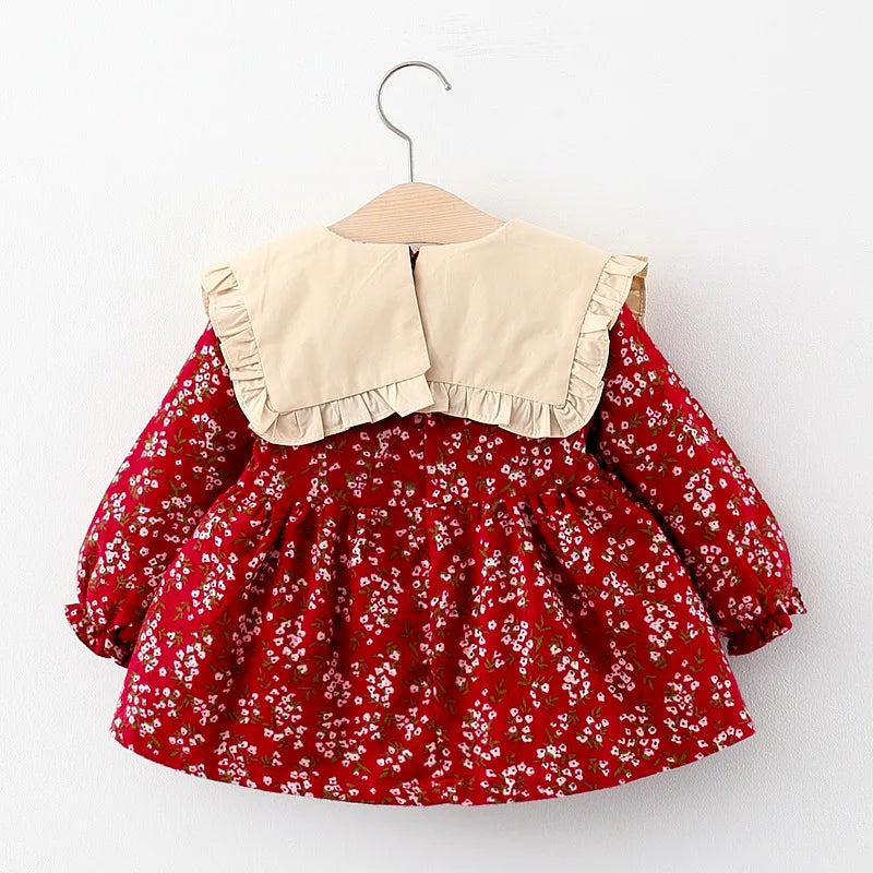 New born baby girls dress spring clothes long sleeve floral dresses for 1 year baby birthday girls clothing outfit wear dress