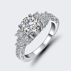 Luxury Female Crystal White Round Zircon Stone Engagement Ring Cute Wedding Jewelry For Women