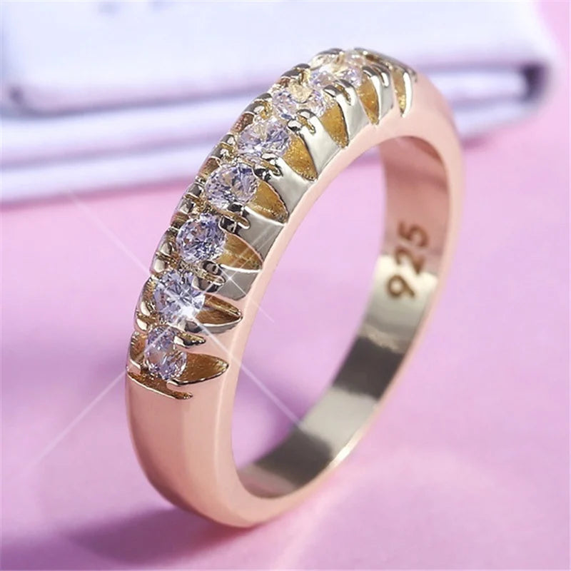 Luxury Golden Color Zircon Rings For Women Accessories Jewelry Stone Finger Rings Custom Jewelry