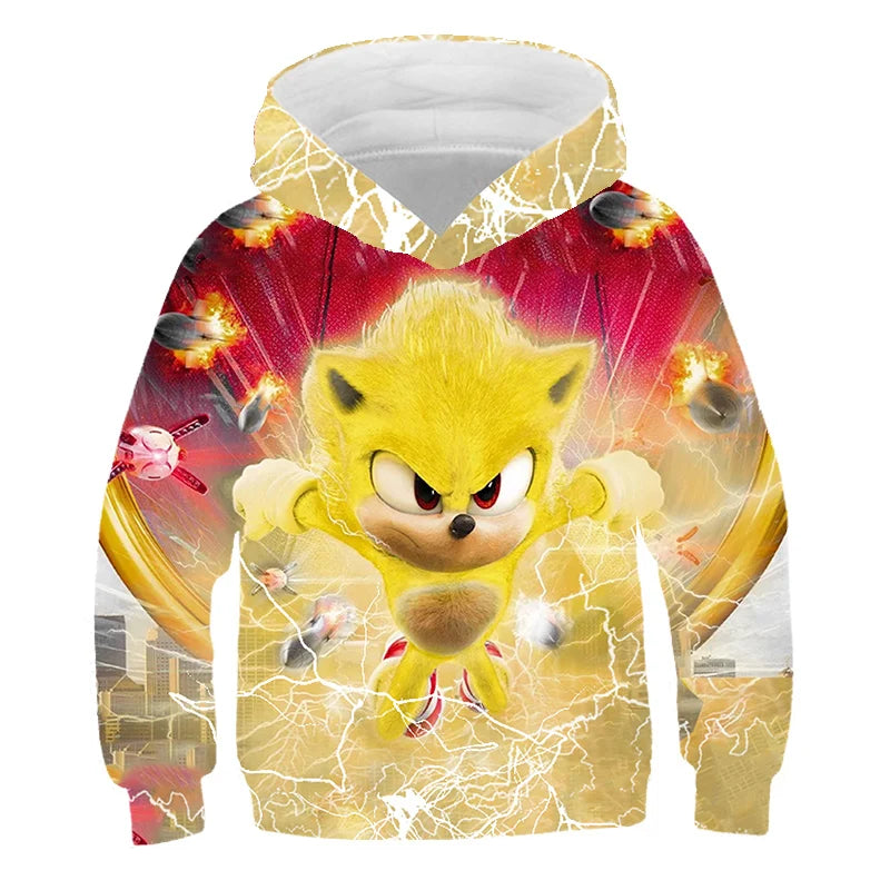 Japanese anime Sonic children's boy cartoon hoodie sweatshirt  3D printed cartoon boy and girl hoodie sweatshirt