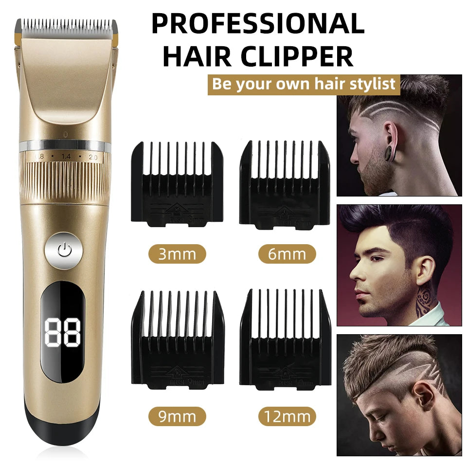 Hair Clipper Professional Electric Trimmer For Men With LED Screen