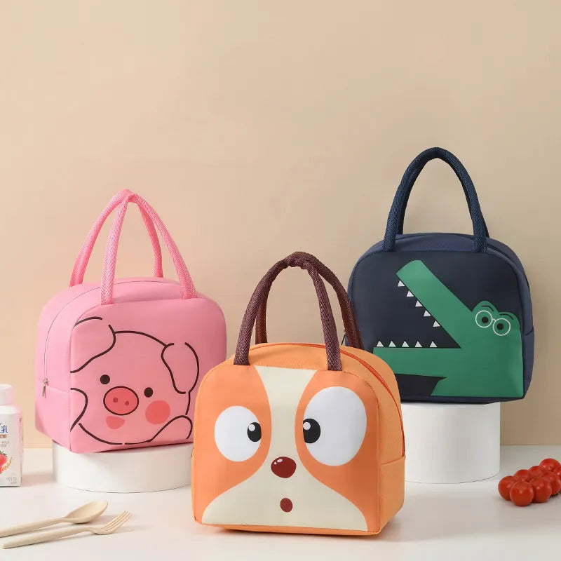 Cartoon Animals Thermal Lunch Bags For Children