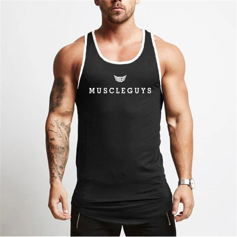 Men's Slim Fit Sleeveless Cotton Shirt Muscle Guys Bodybuilding Workout Tank Tops