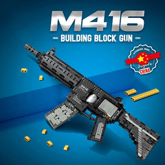 Military Electric M416 Rifle Assembled Building Blocks Bricks Model MOC Army Weapons Machine Gun