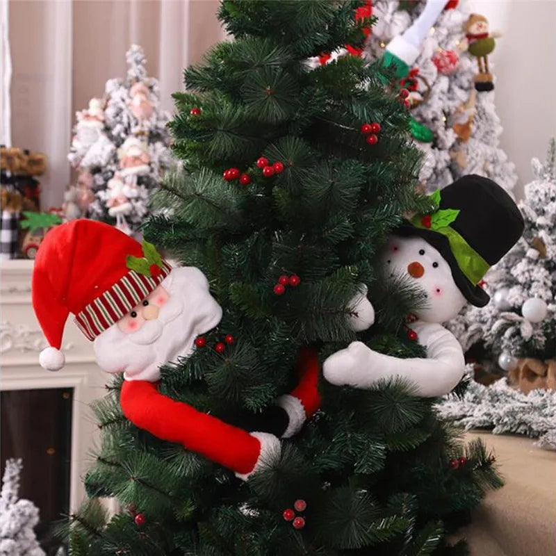 Cute Hugs The Tree Doll Santa Claus Snowman Christmas Tree Ornament Festive Decor Noel Atmosphere Cloth Xmas New Year 2022