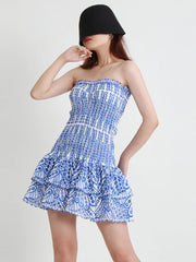 Dresses For Women Strapless Sleeveless Patchwork Folds Vintage Elegant Dress Female Clothing