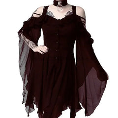 Retro Evening Dress Gothic Rave Party Halloween Carnival Pirate Vampire Witch Horror Costume