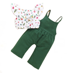 Top+Suspender Pant 2PCS Outfit Fashion Summer Clothing for Toddler Girl