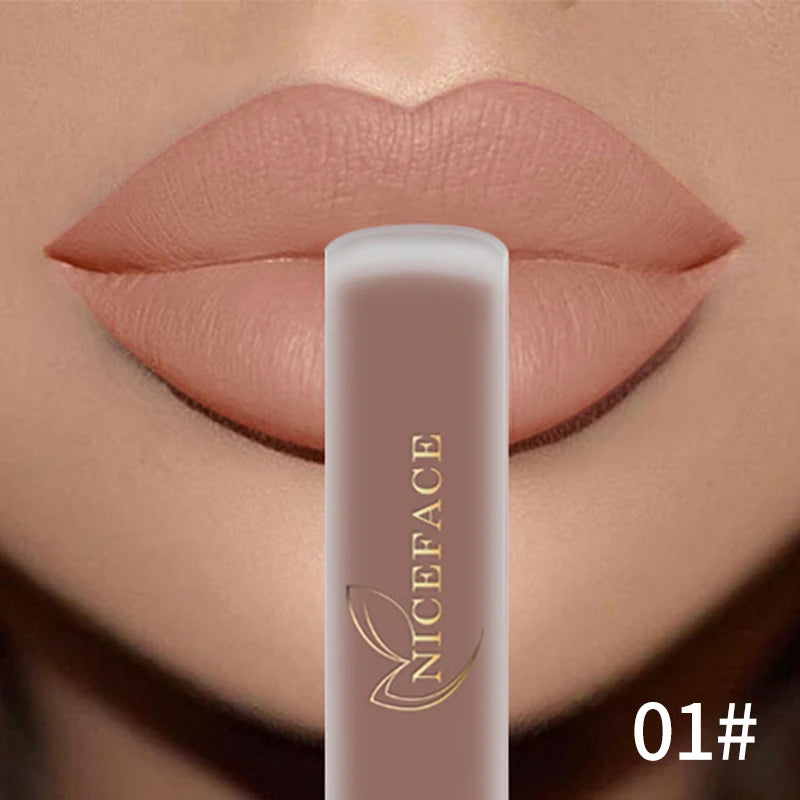 NICEFACE Hot Color Lip Gloss Waterproof Matt Lipgloss Lasting Nude Liquid Lipstick