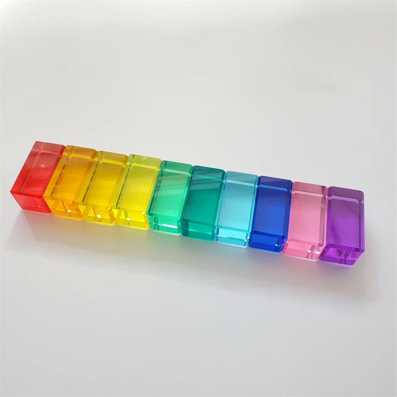 Dutch Wood Houses Lucite Cubes Blocks Rainbow Acrylic Building Blocks