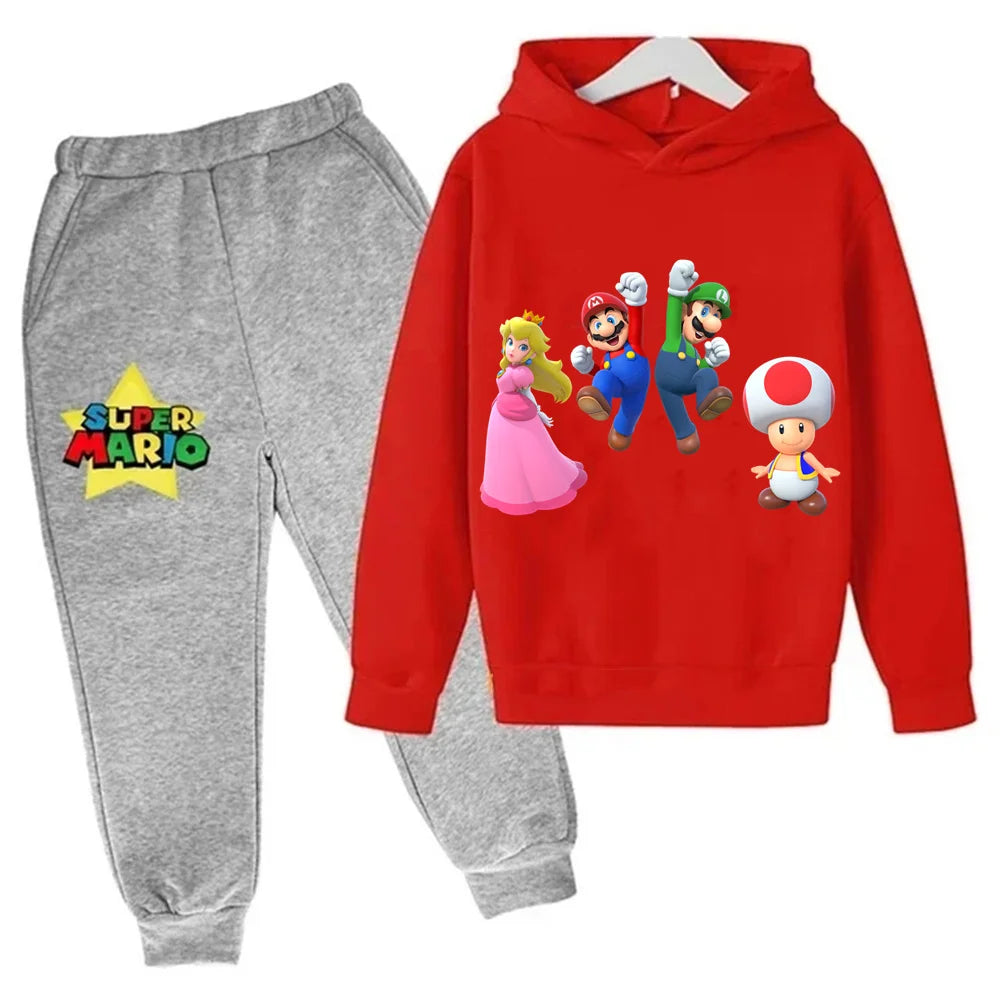 Kids Super Mario Bros Boy Girl Hoodie Suit Spring Autumn Kids Hooded Sportswear